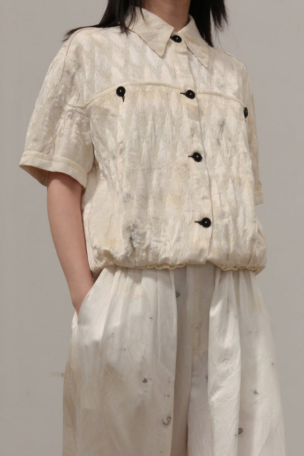 Mutedance Silk Waist Short Sleeve Shirt Series MD-MD24SS68-HUIBAI hoary PM122